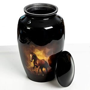 Sunset Horse Urn For Ashes Adult Woman & Man Large Decorative (10 Inch)